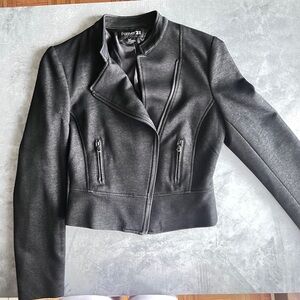 Black Ribbed Moto Jacket EUC Size S NWOT